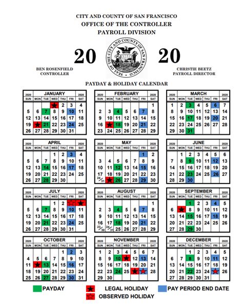 city and county of san francisco payroll calendar 2024